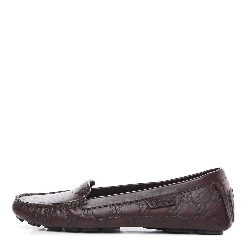 Gucci Guccissima Driver Loafer Shoe in Chocolate Brown